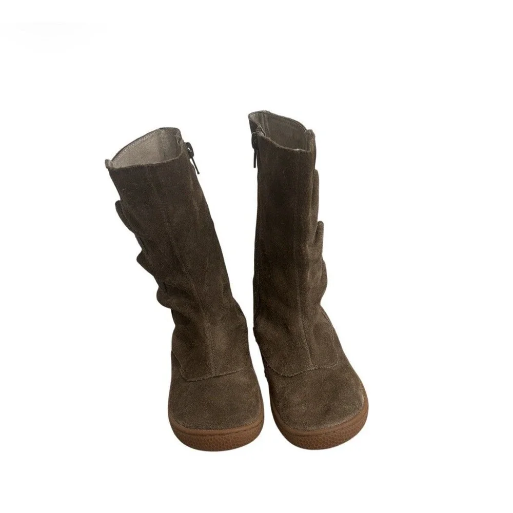 Livie and Luca Tiempo Saddle Brown Leather Mid-Calf Girls Boots Size 1Y